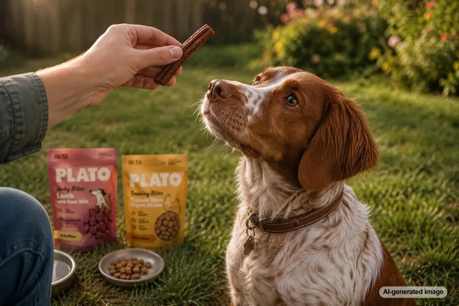 Dog focusing on soft training treats during a positive reinforcement training session