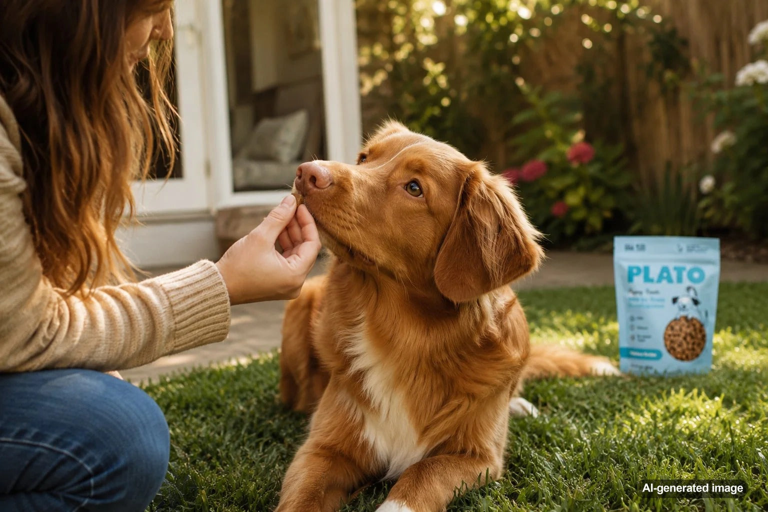 Pet owner sharing a positive treat-time moment with a beloved companion animal