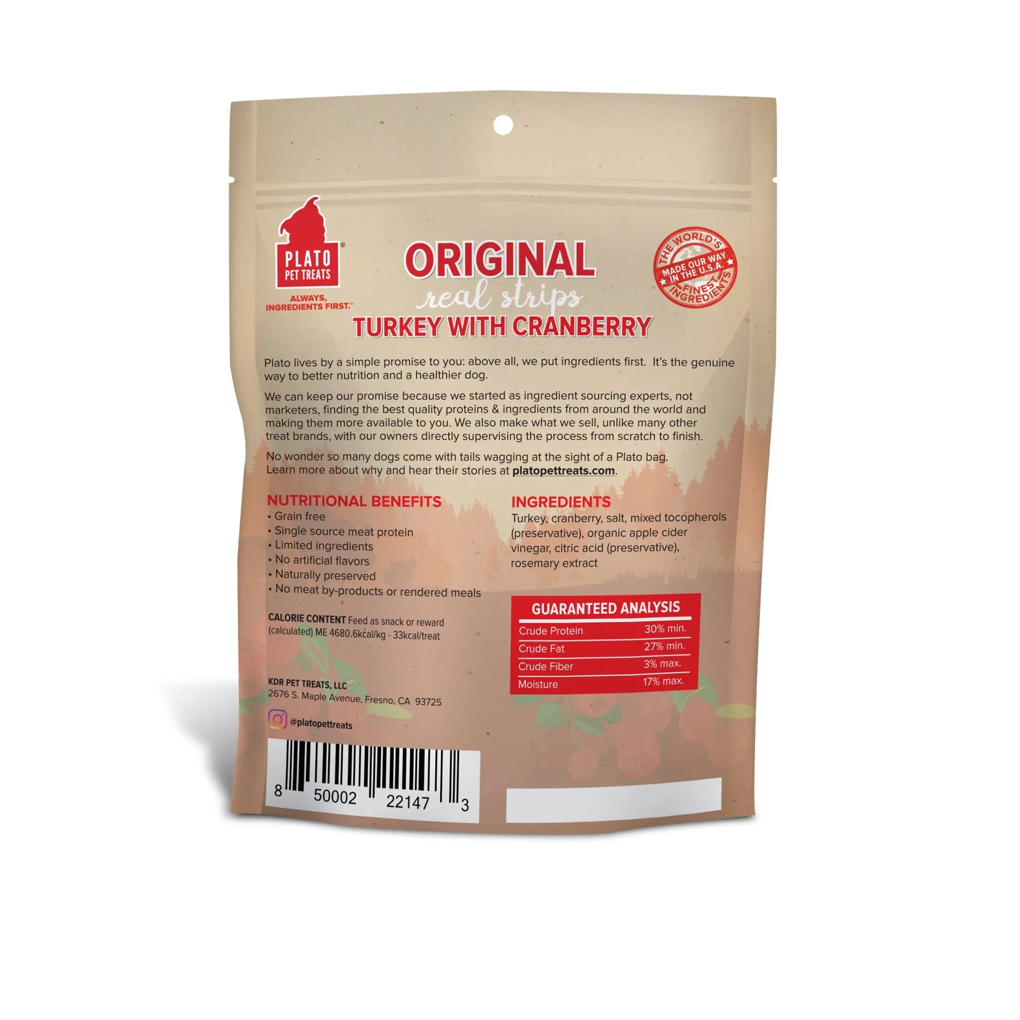 Original Real Strips Turkey With Cranberry Plato Pet Treats