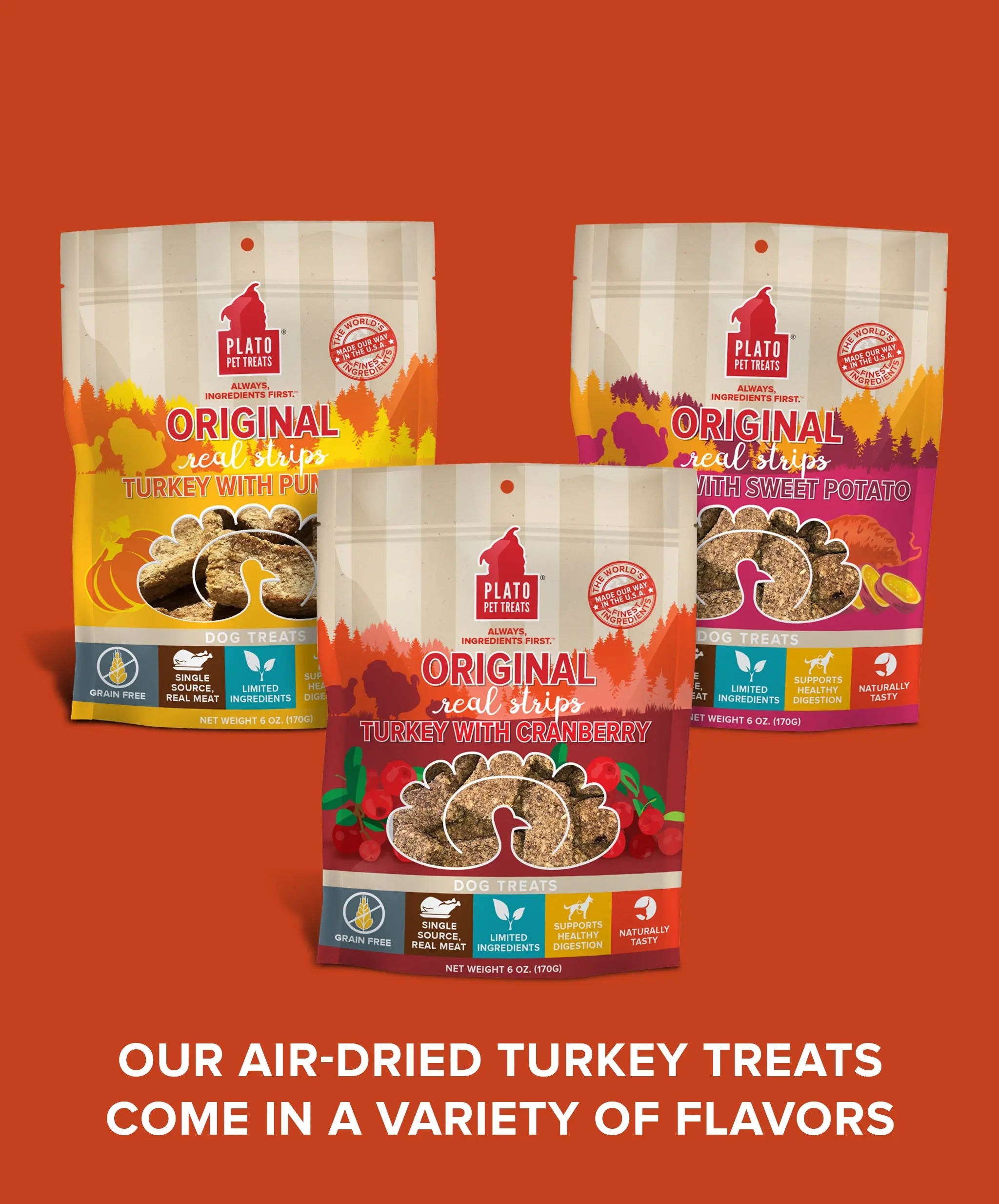 Original Real Strips Turkey With Cranberry Plato Pet Treats