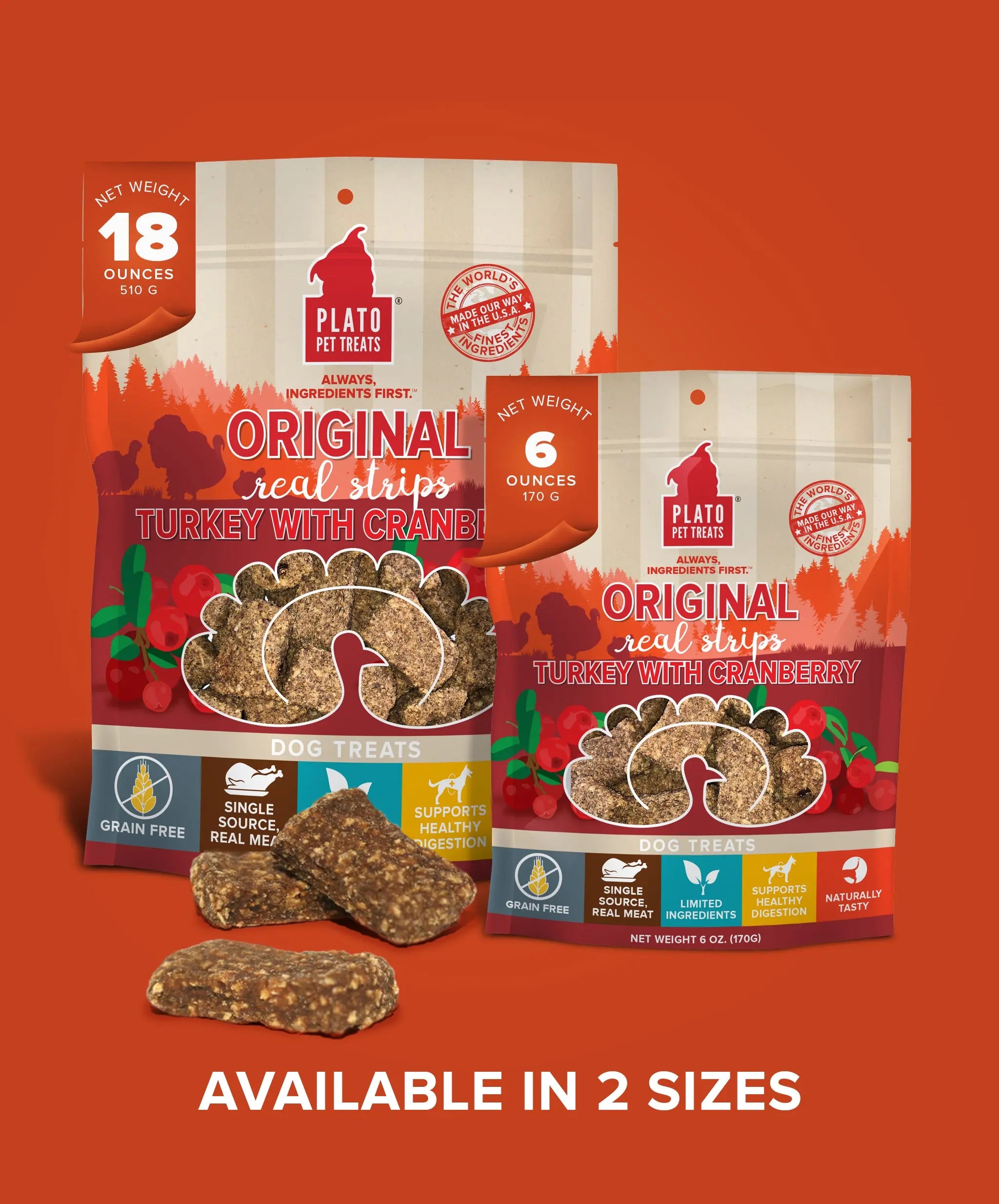 Original Real Strips Turkey With Cranberry Plato Pet Treats