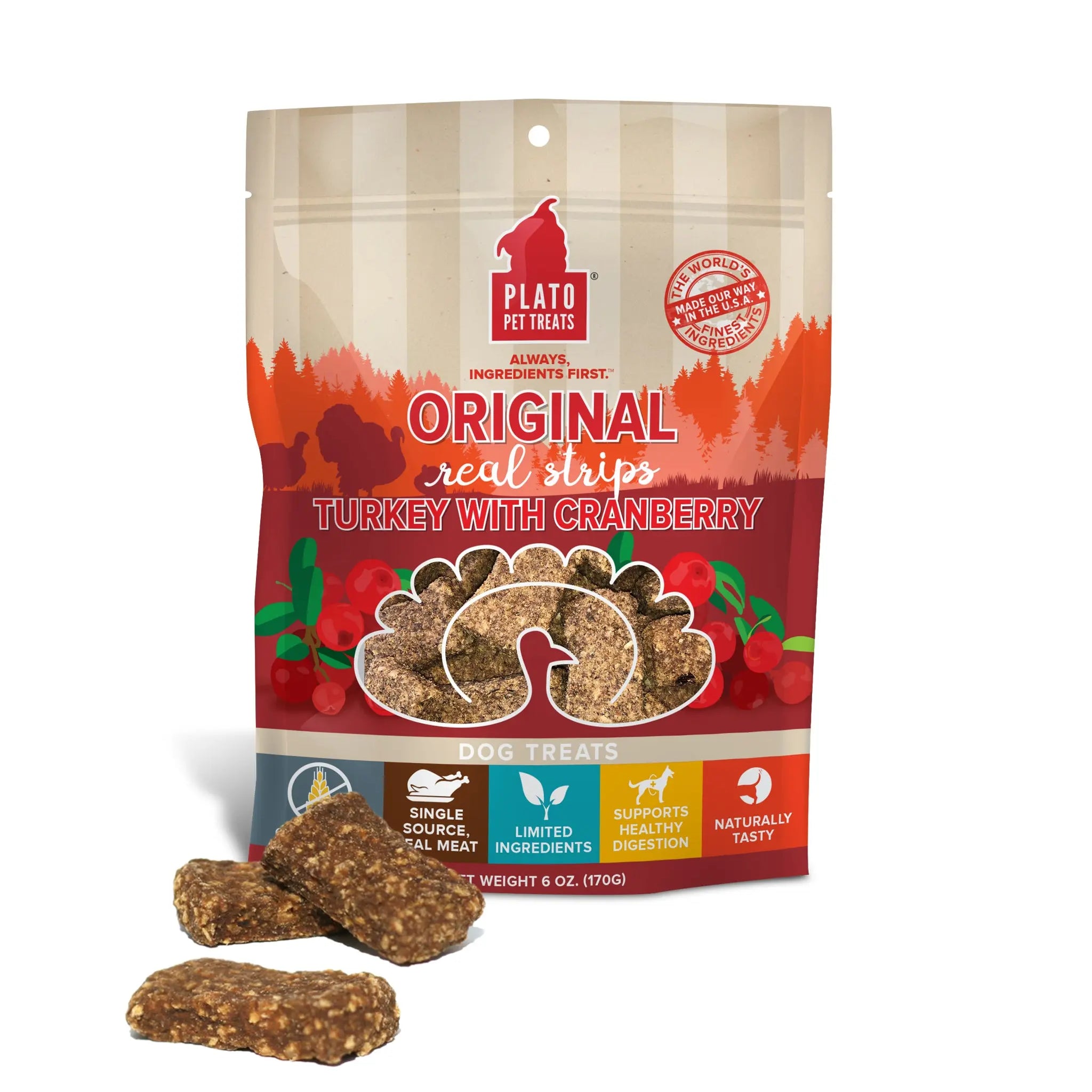 Original Real Strips Turkey With Cranberry Plato Pet Treats