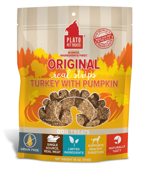 Plato Grain Free Real Strips Turkey With Pumpkin Dog Treats Plato Grain Free Real Strips Turkey With Pumpkin Dog Treats