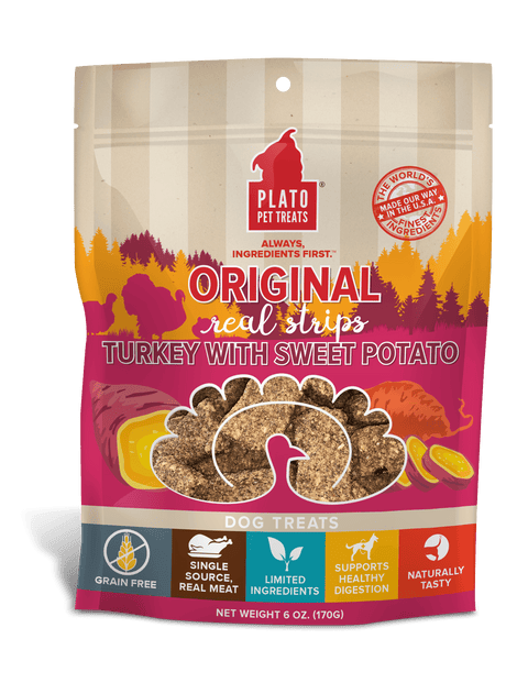 Plato Grain Free Real Strips Turkey With Sweet Potato Dog Treats Plato Grain Free Real Strips Turkey With Sweet Potato Dog Treats