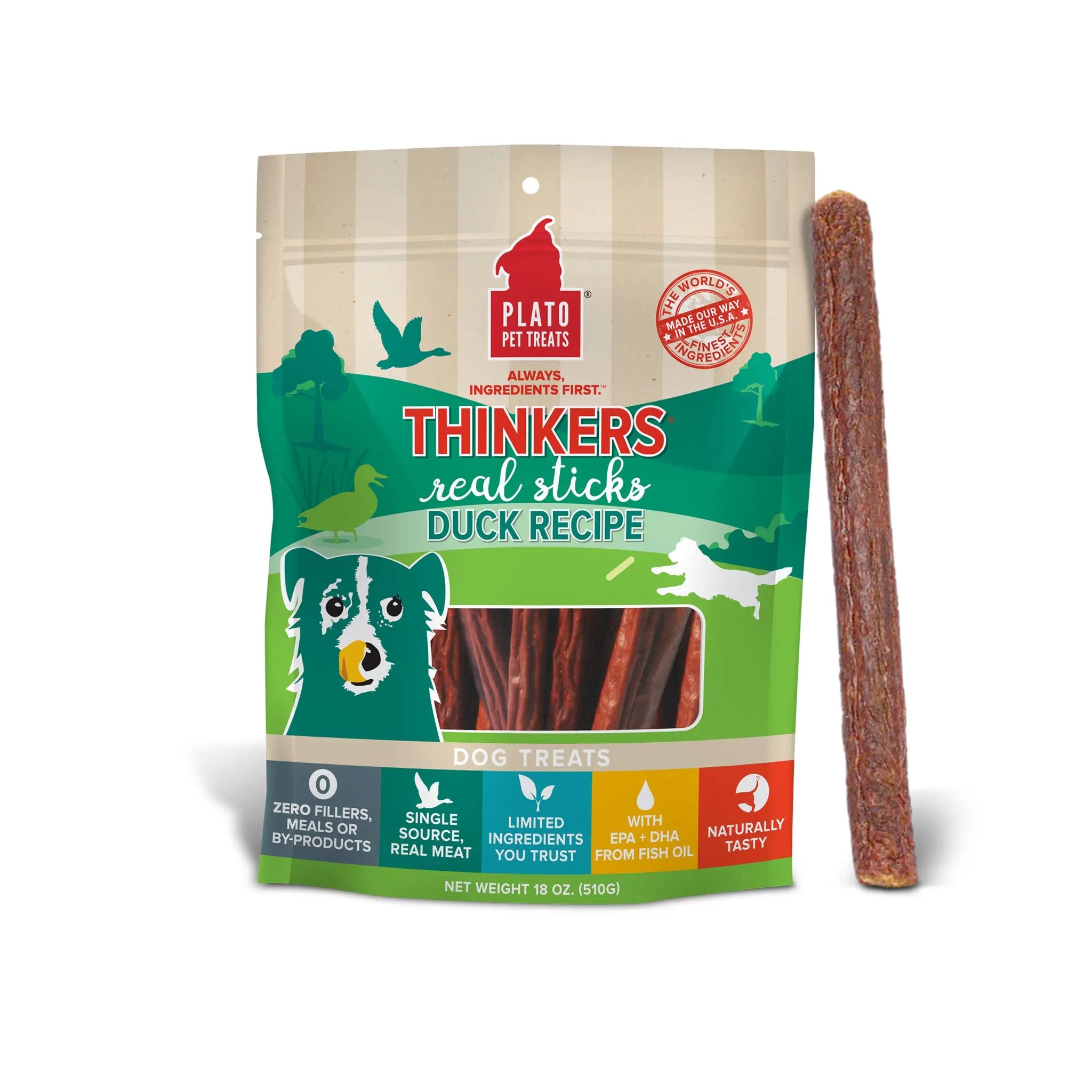 Thinkers Duck Meat Stick Dog Treats Plato Pet Treats