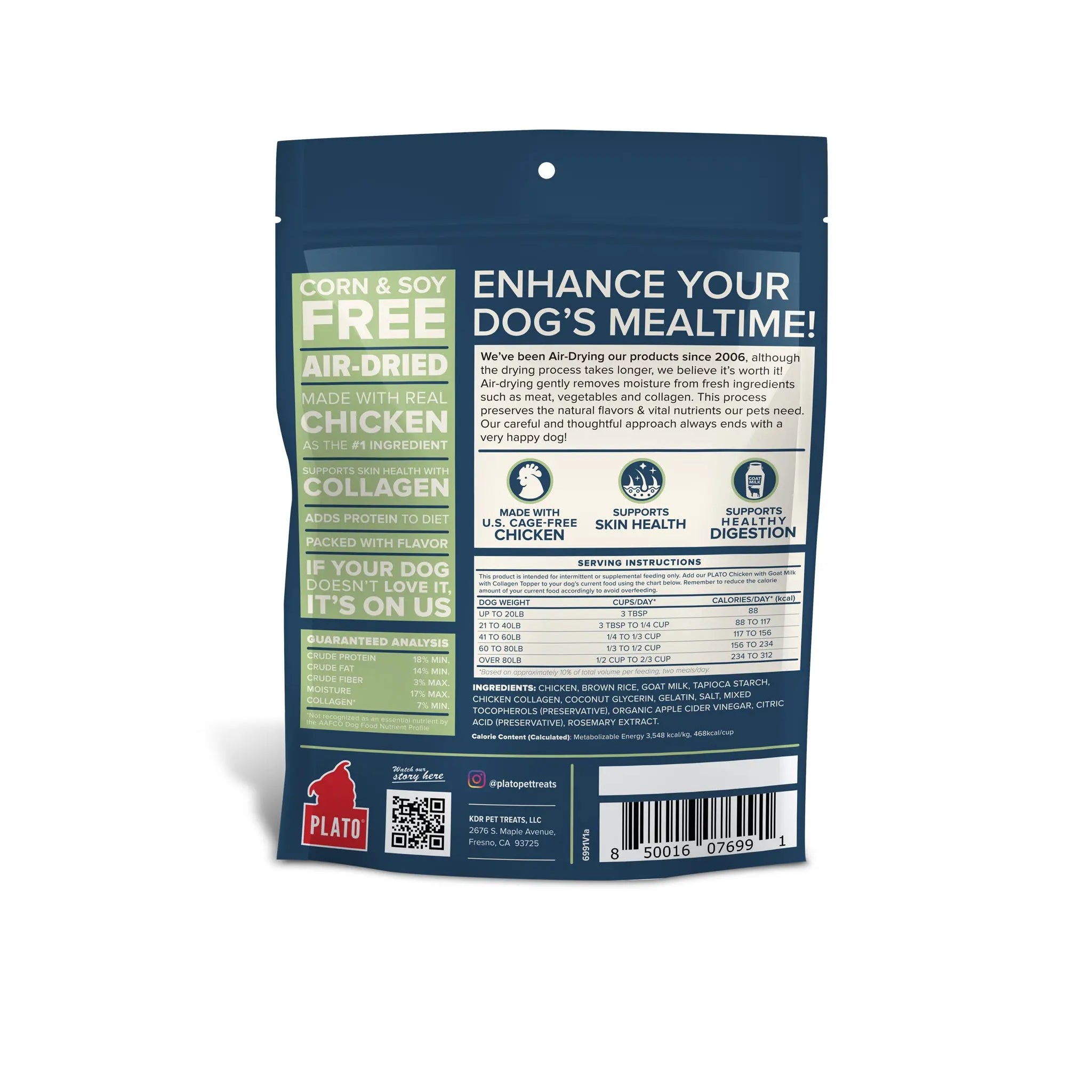 Chicken with Goat Milk & Collagen Food Topper Plato Pet Treats