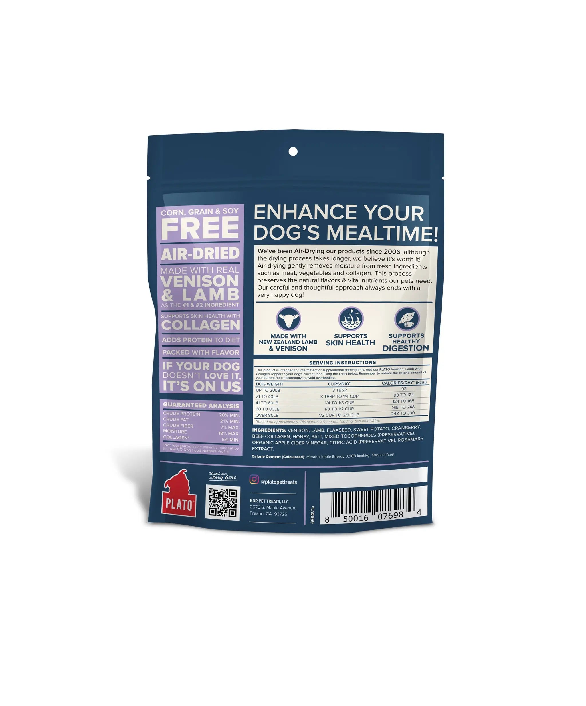 Venison, Lamb & Collagen Food Topper Plato Pet Treats